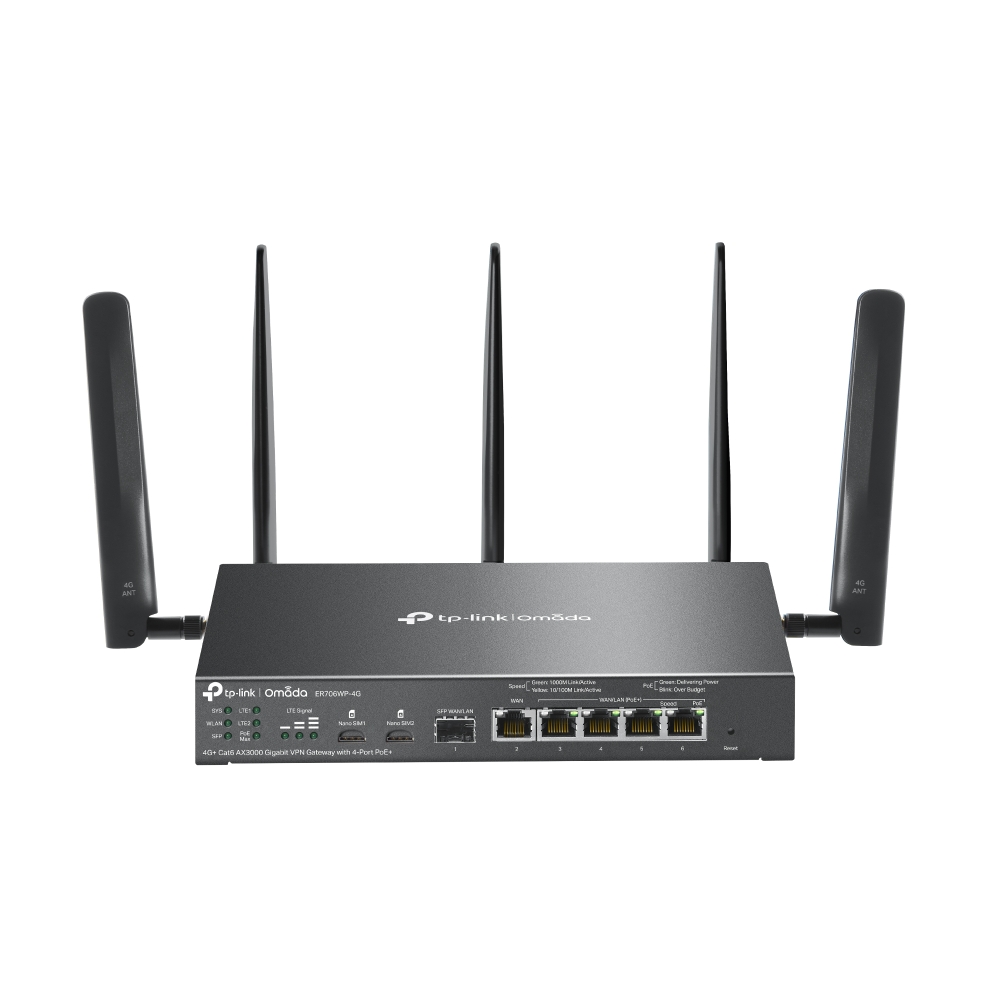 TP-Link ER706WP-4G gigabitowy router VPN Omada 4G+, Wi-Fi 6,  AX3000, 6x GE
